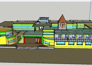 某现代小学教学楼建筑设计SU(草图大师)模型
