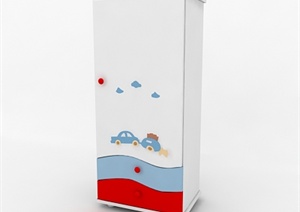某现代带抽屉的单门衣柜设计3DMAX模型
