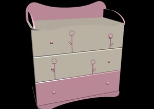 儿童房现代风格床头柜家具3DMAX模型（含效果图）