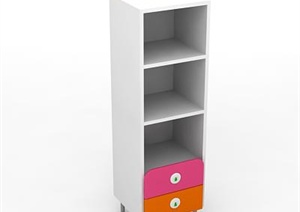 儿童房现代风格置物柜家具3DMAX模型（含效果图）