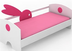 某现代儿童卧室单边护栏床设计3DMAX模型
