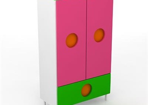 某现代儿童卧室双门衣柜设计3DMAX模型