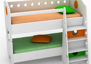 某现代儿童房高低床设计3DMAX模型