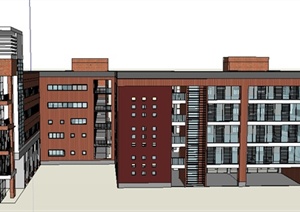 某现代风格小学学校教学楼建筑设计SU(草图大师)模型