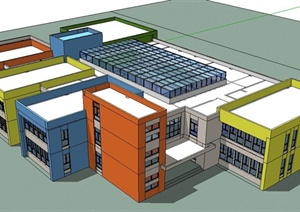 一个幼儿园学校建筑设计SU(草图大师)模型