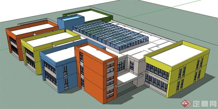 一个幼儿园学校建筑设计SU模型(1)