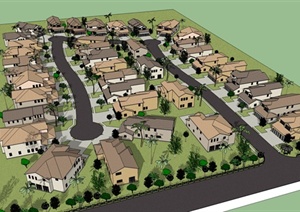 某现代乡村住宅区景观设计SU(草图大师)模型