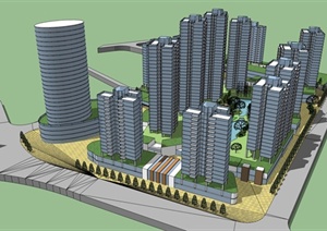某居住区规划设计SU(草图大师)模型1