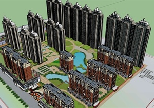某小区多高层住宅建筑设计SU(草图大师)模型