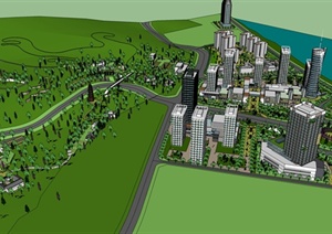 某城市中央商务区规划设计SU(草图大师)模型