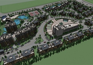某大型居住小区整体综合建筑设计SU(草图大师)模型