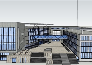 某学校现代综合教学楼建筑设计SU(草图大师)模型