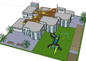 一个幼儿园建筑规划设计SU(草图大师)模型