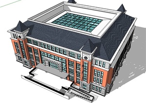 一栋教学楼建筑设计SU(草图大师)模型