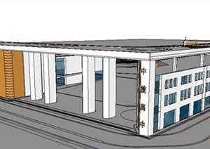 某现代风格高中学校建筑设计SU(草图大师)模型