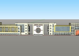 某现代古井小学校园建筑设计SU(草图大师)模型