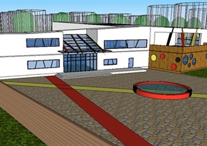 某现代幼儿园教学建筑设计SU(草图大师)模型