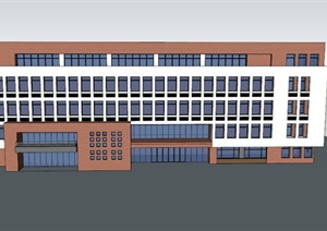四栋现代中学小学学校建筑设计SU(草图大师)模型