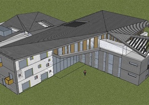 某幼儿园特色教学楼建筑设计SU(草图大师)模型