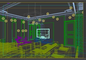 某中式室内设计客厅空间3DMAX模型