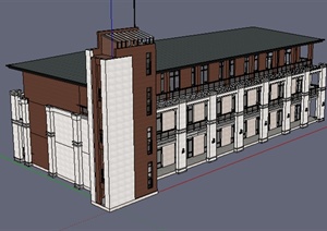现代风格中小学校独栋教学楼建筑设计SU(草图大师)模型