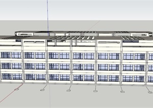 两栋校园办公楼建筑设计SU(草图大师)模型