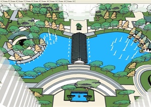 新中式小区中庭景观方案SU(草图大师)模型