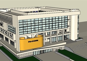 某大学美术学院教学楼建筑设计SU(草图大师)模型