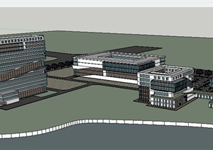 某地中学学校建筑设计SU(草图大师)模型