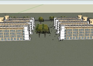 现代某大学教学楼建筑设计SU(草图大师)模型