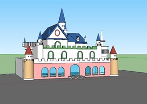 某欧式风格幼儿园建筑设计SU(草图大师)模型素材
