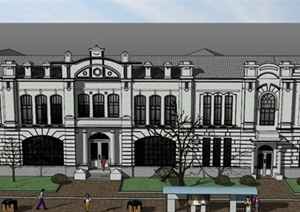 某古典欧式艺术校园建筑设计SU(草图大师)模型