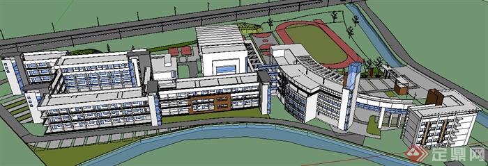 某地小学学校整体建筑设计SU模型(2)