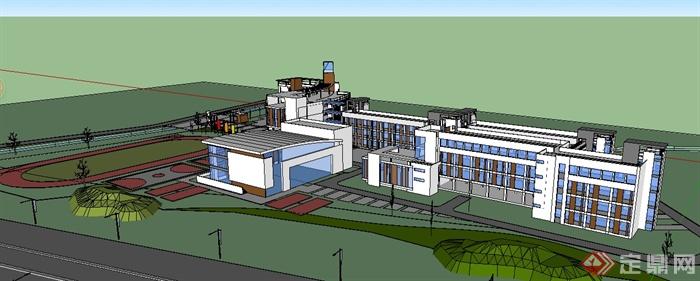 某地小学学校整体建筑设计SU模型(3)