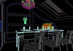 某现代新中式住宅空间客餐厅装修设计方案3DMAX模型