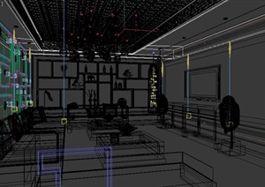 某新中式别墅客厅餐厅装修设计方案3DMAX模型