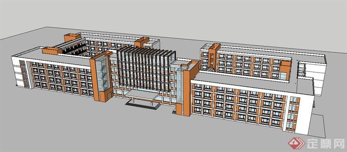 某中學校教學樓建築設計su模型