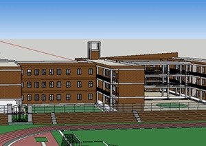 某高中教学建筑规划设计SU(草图大师)模型素材