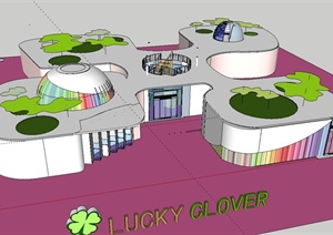 某带屋顶乐园幼儿园建筑设计SU(草图大师)模型