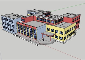 某中学教学楼建筑设计SU(草图大师)模型