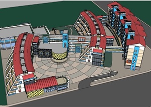 某所学校建筑设计SU(草图大师)模型1