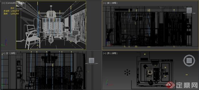 新中式客厅装修室内设计方案3DMAX模型(2)