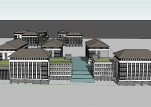 现代某中小学学校教学楼建筑设计SU(草图大师)模型