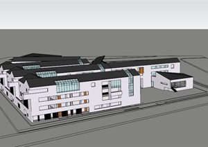 现代某镇二中校园建筑设计SU(草图大师)模型