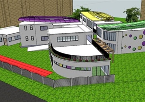 现代某县幼儿园建筑设计SU(草图大师)模型