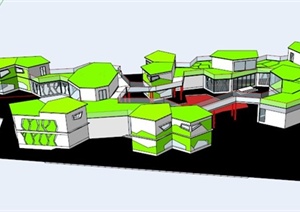 某现代幼儿园游乐设施建筑设计SU(草图大师)模型