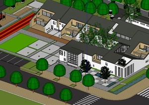 某现代幼儿园学校建筑景观设计SU(草图大师)模型