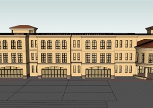 某欧式三层幼儿园学校建筑设计SU(草图大师)模型