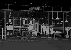 某现代服装专卖店衣服展厅室内设计3DMAX模型