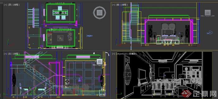 新中式别墅客厅、书房装修设计方案3DMAX模型(2)